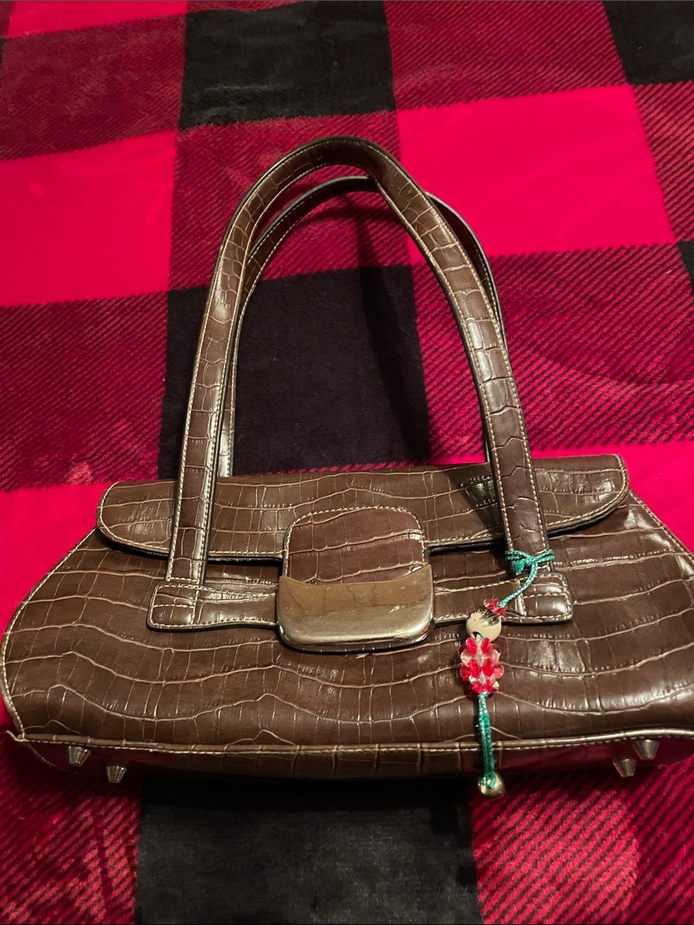 Apt. 9 Brown Croc-Embossed Satchel Handbag